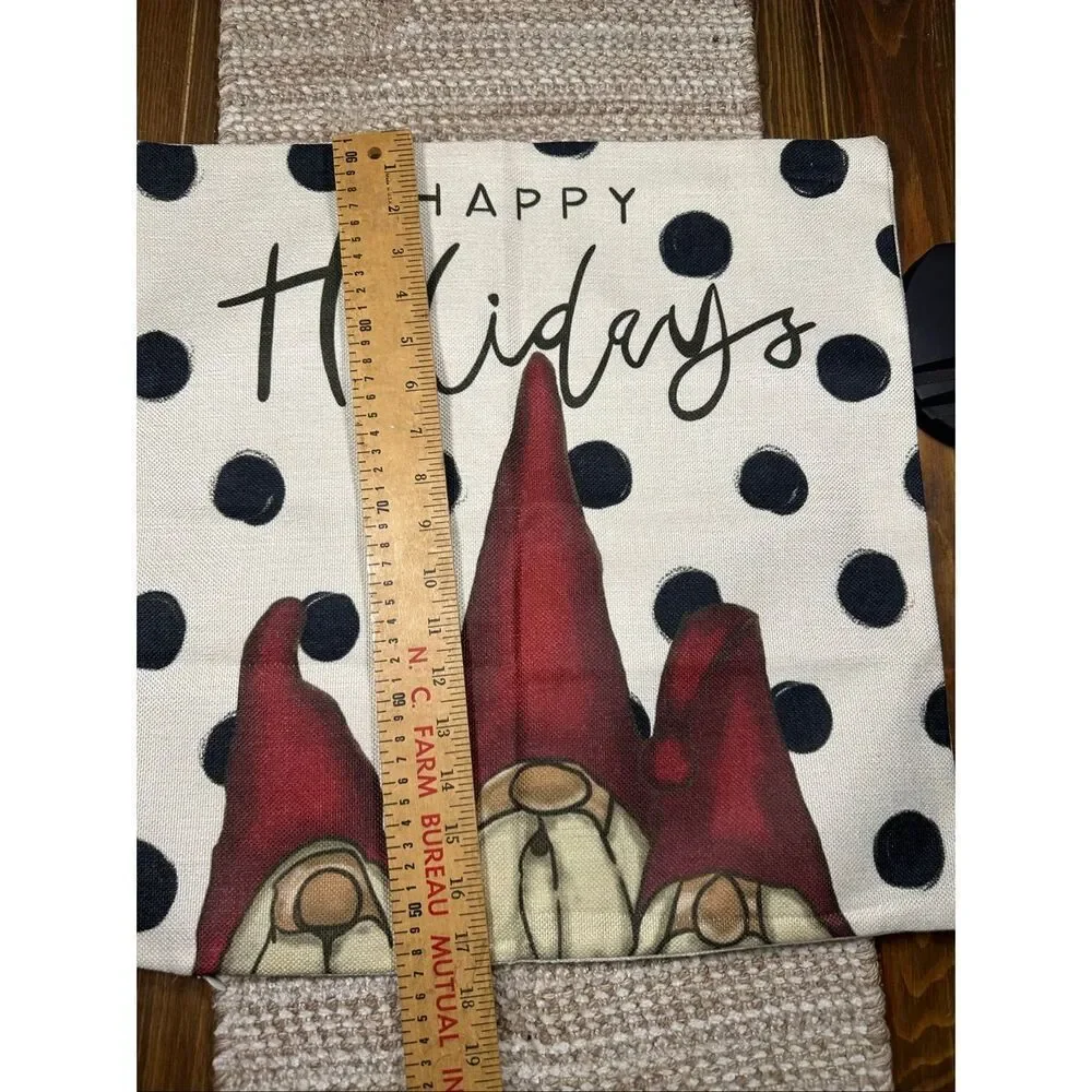 Gnome Christmas throw pillow case cover 17 x 17 New